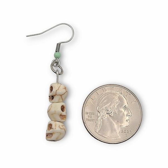 Handcrafted Skull Hook Earrings - Picture 4 of 12